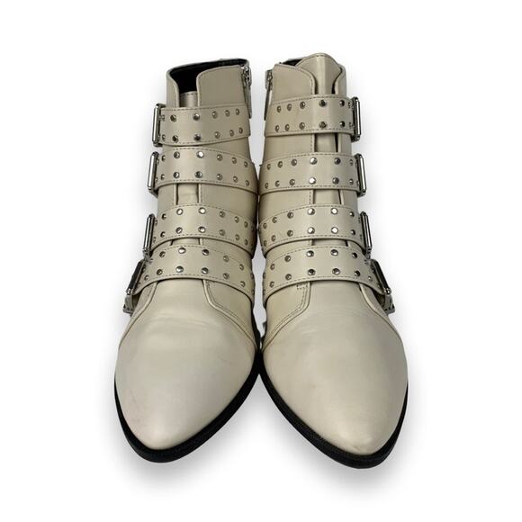 Circus by Sam Edelman Ivory Hutton Leather Ankle Boot with Straps and Buckles - Picture 2 of 9